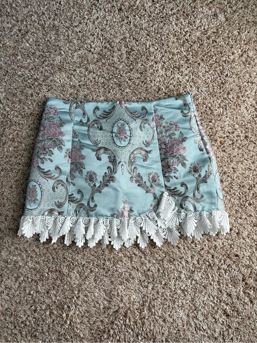 Sugar Thrillz Pale Blue Brocade Skirt